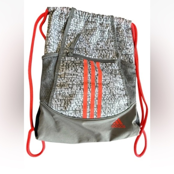 Adidas Alliance II Sackpack 3 Stripe Neon Pink/Gray/Silver String Backpack - Picture 11 of 11